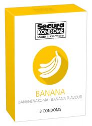 Secura Banana, banaanimaitselised kondoomid, 3tk