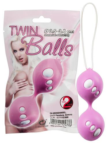 Twin Balls, rõõmukuulid roosa/valge
