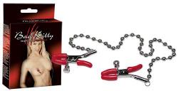 Bad kitty "Nipple Chain" nibukett, hõbe/punane
