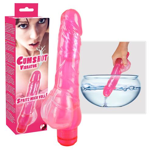 "Cumshot", purskav roosa vibraator, 24,5cm